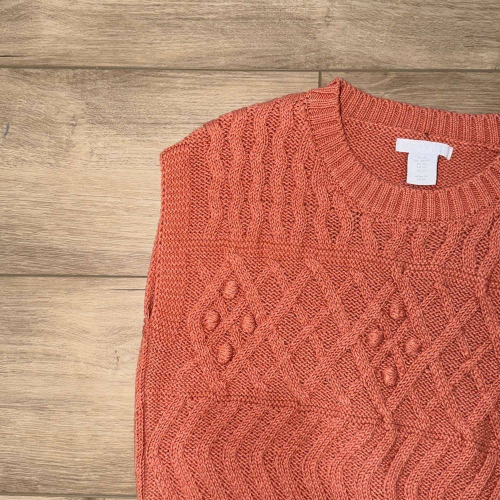 Sincerely Jules Pure US Women's Cable Knit Sweater - Rust/peach sleeveless XS - Picture 2 of 5